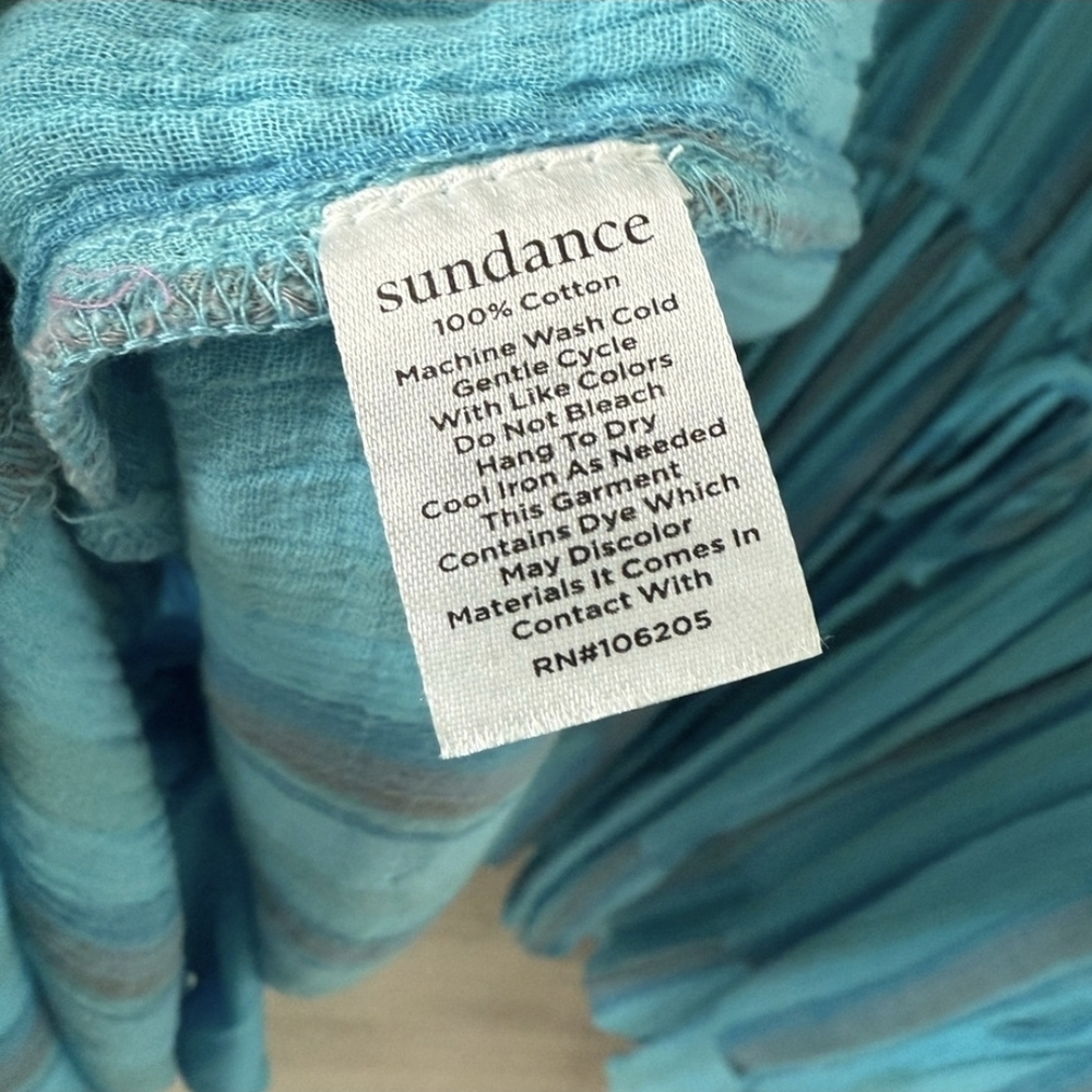 NWT Sundance Turquoise Blue Sleeveless Dress With Tie - 100% Cotton - Picture 11 of 11